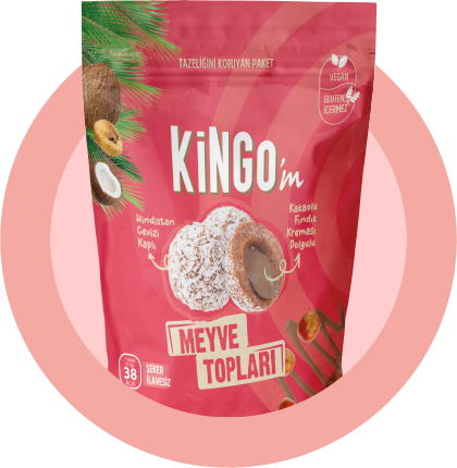 Hindistan Cevizi Kaplı<br>Kakaolu Fındık Kreması Dolgulu<br>Meyve Topu